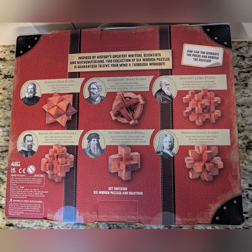 Great Thinkers Puzzle Collection - Set 6 Wooden Puzzles by Professor Puzzle